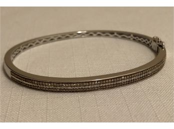 Sterling Silver Topaz Bangle Bracelet (12.4 Grams)