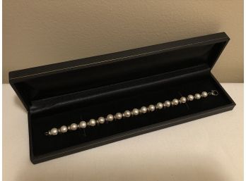 Sterling Silver Pearl Bracelet (22.7 Grams)