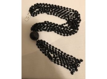 NEW! Multi-Strand Black Crystal Tassel Necklace