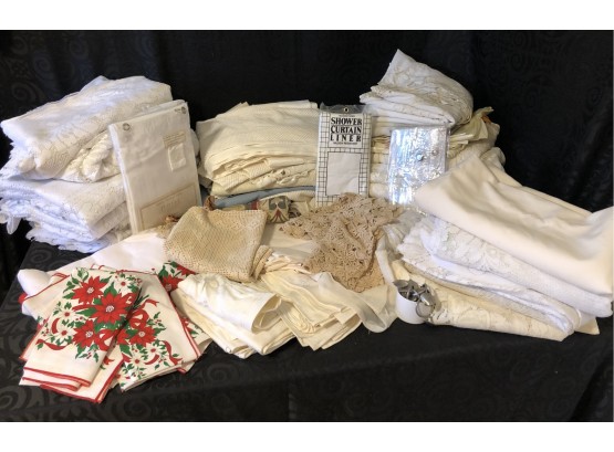 Large Table Linens & Curtains Lot