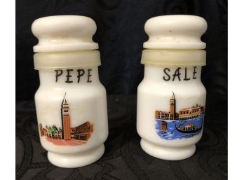 Vintage Italian Milk Glass Salt & Pepper Set
