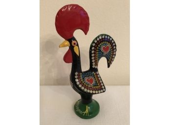 Metal Rooster Portugal Folk Art Enameled Figurine Hand Painted