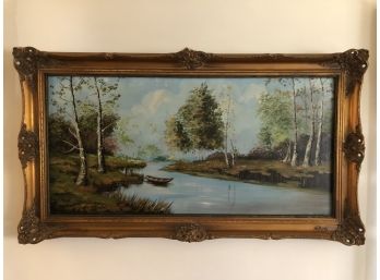 Vintage Signed Framed Oil Painting On Canvas