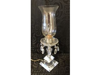 Hollywood Regency Vintage Crystal Hurricane Lamp