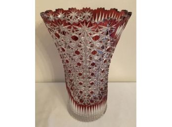 Ruby Cut Crystal Vase