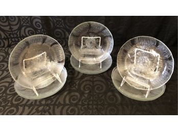 Set Of 12 Embossed Glass Plates