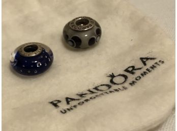 PANDORA Signed Sterling Silver Charms & Pouch