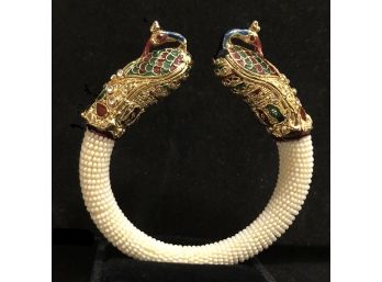 Cloisonne Peacock Cuff Bracelet