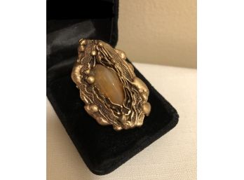 Artisan Art Nouveau Style Adjustable Ring