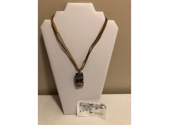 NEW! Crossville Glass Tile Copper Wire Wrapped Necklace