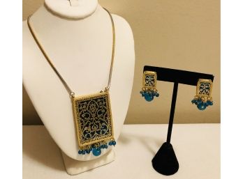 NEW!  Indian Saakshi Kolkata Necklace & Earring Set