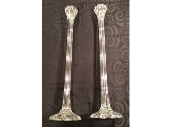 Josef Riedel Signed Crystal Candlestick Pair