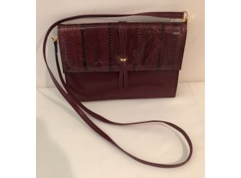 Vintage Horchow Genuine Leather & Snakeskin Handbag (Hong Kong)