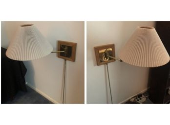 Plug-In Brass Swing Arm Wall Lamp Pair