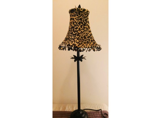 Metal Lamp With Leopard Shade