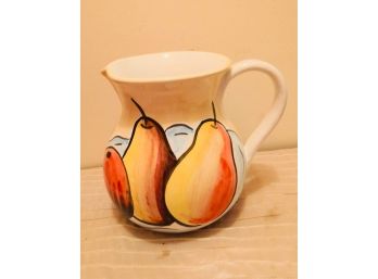 Ceramic Pitcher (8'h X 6' Dia) & Plate, Fruit Design 15' Dia