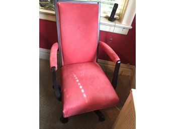Red Suede Ethan Allen Swivel/Rolling Desk Chair