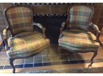 Pair Of Antique Upholstered Arm Chairs