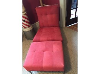 Red Suede Ethan Allen Chair & Ottoman