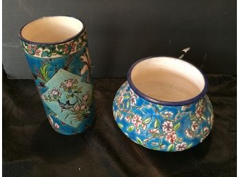 Two Antique Blue Ornate Cup/Mug - Made In London