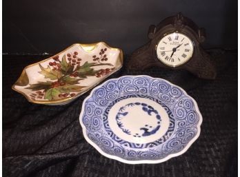 Decorative Tray, Bowl, & Clock