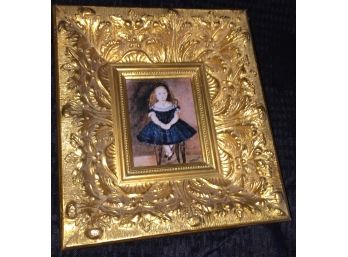 Portrait Of Girl In Golden Frame