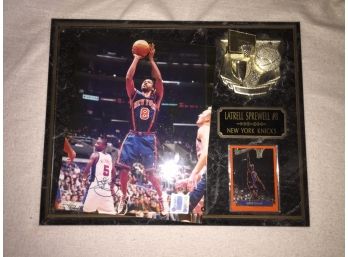 Latrell Sprewell Card & Picture On Plaque