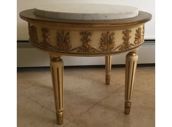 Marble Top Round End Table