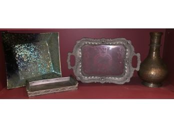 Beautiful Metal/Glass Platter & More