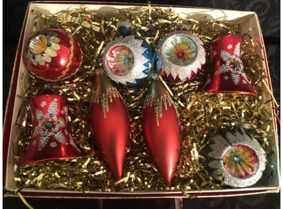 Vintage Hand Embellished Mercury Glass Christmas Ornaments (8)