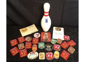 Vintage Bowling Pin & Badges 🎳