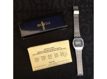 Vintage Stainless Steel Honda Digital Watch