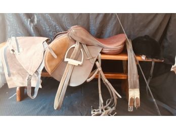 Crosby Leather Riding Saddle, Leather Chaps & Gear Lot 1