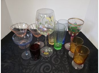 Decorative Glass Lot Including Painted Lenox Glass