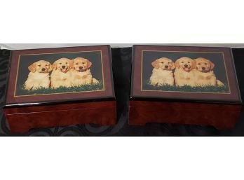 Two Musical Dog Themed Jewelry Boxes