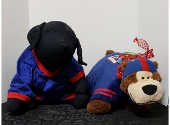 Two Pillow Pets With NY Giants Jerseys