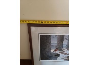 Signed Art Of Bird With Trees