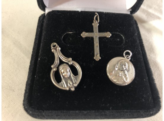 3 Sterling Silver Religious Medals (5.9 Grams)