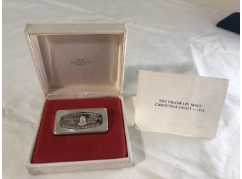 1974 Christmas Franklin Mint Sterling Silver Bar (1000 Grains Solid Sterling Silver)