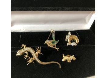 Carolee Signed Animal Brooches (4 Pieces)