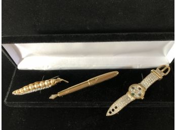 Carolee Signed Goldtone Brooch Collection (Three)
