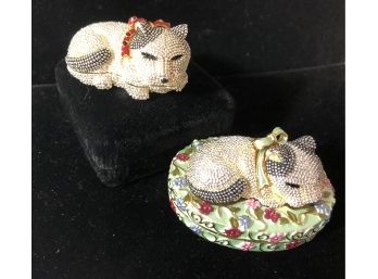Rucinni Embellished Kitty Cat Trinket Boxes (Two)