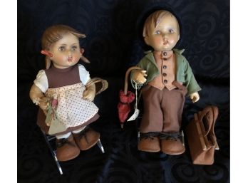 Rare Vintage Goebel Hummel Wanderbub & Gretl Alpine Dolls (Germany)
