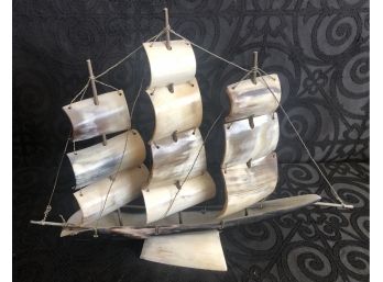 Vintage Sailing Ship Boat Model (Genuine Horn)