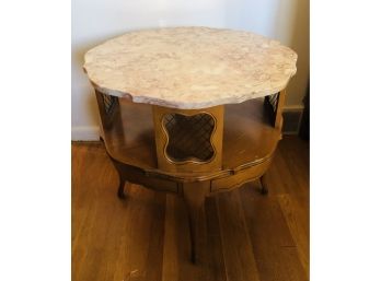 Vintage Provincial Marble Top Accent Table By John Widdicomb