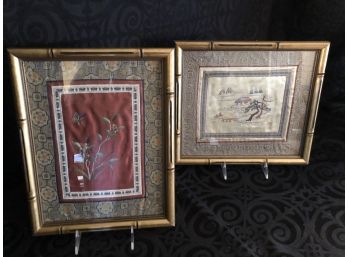 Vintage Framed Asian Silks