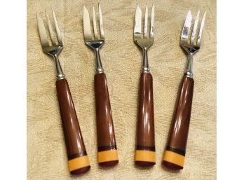 Vintage Art Deco Striped Bakelite Dessert Forks