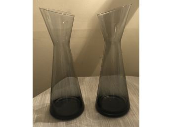 Mid-Century Smoke Glass Vase (Pair)