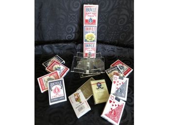 Vintage Lucite Revolving Card Caddy & Card Decks - ALL NEW!