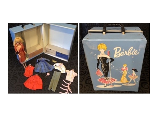 Vintage 1958 Barbie Doll, Case & Original Clothing & Accessories